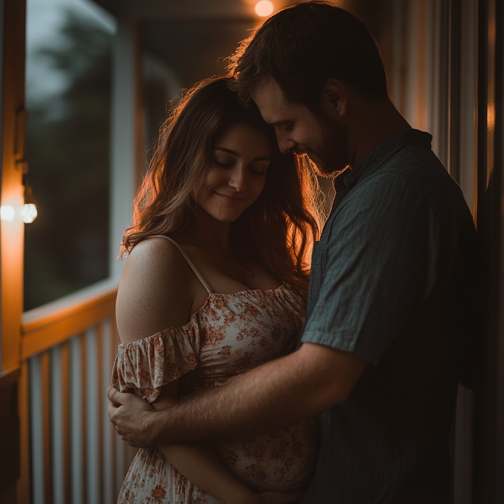 Un homme qui serre sa femme dans ses bras | Source : Midjourney