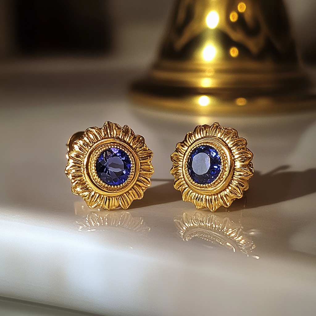Boucles d'oreilles sur un comptoir de salle de bain | Source : Midjourney