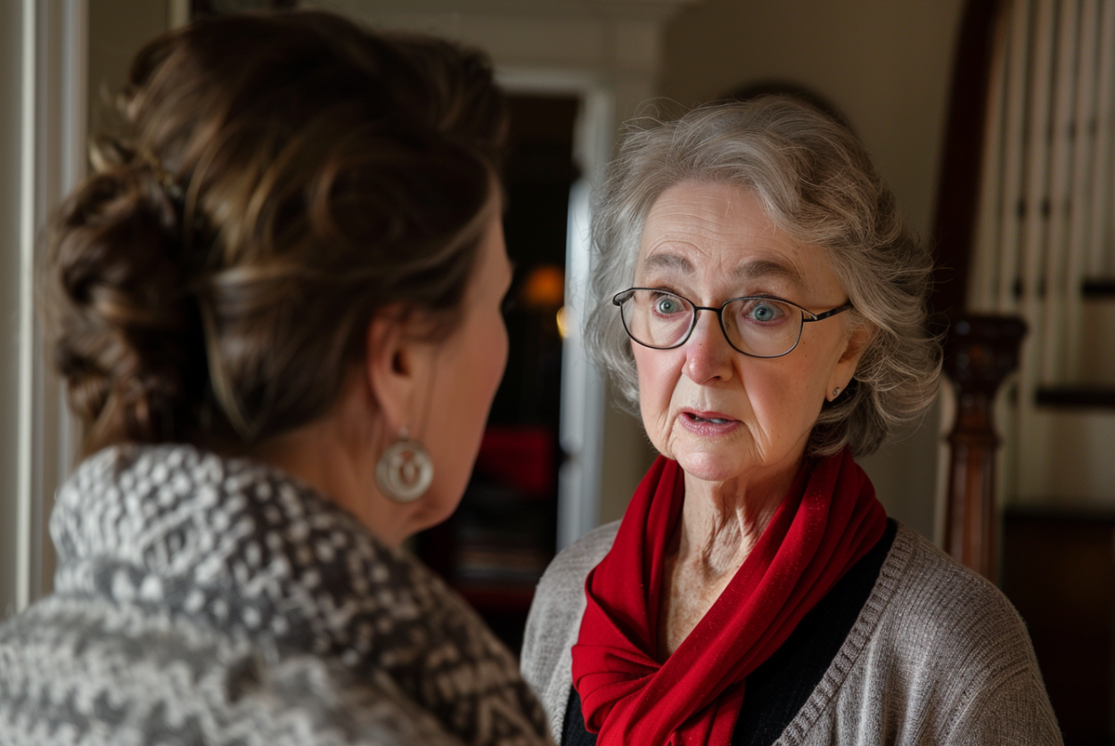 Une femme âgée qui parle à sa belle-fille | Source : Midjourney