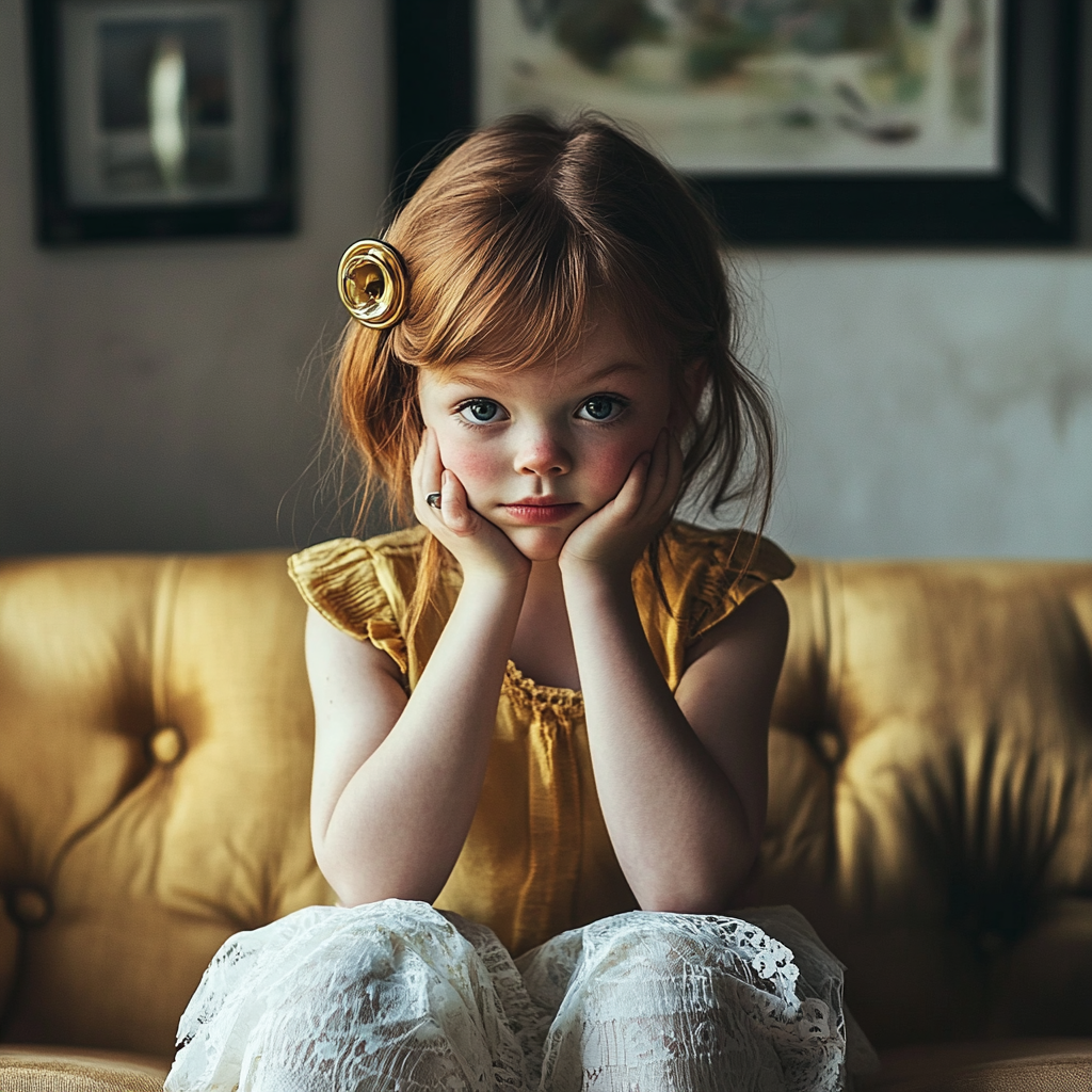 Une fille assise sur un canapé | Source : Midjourney