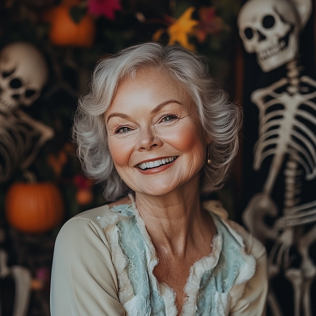 Une dame âgée joyeuse à l'occasion d'Halloween | Source : Midjourney