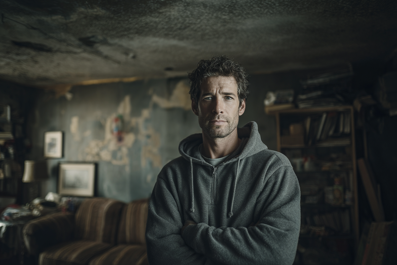 Un homme debout dans un appartement | Source : Midjourney