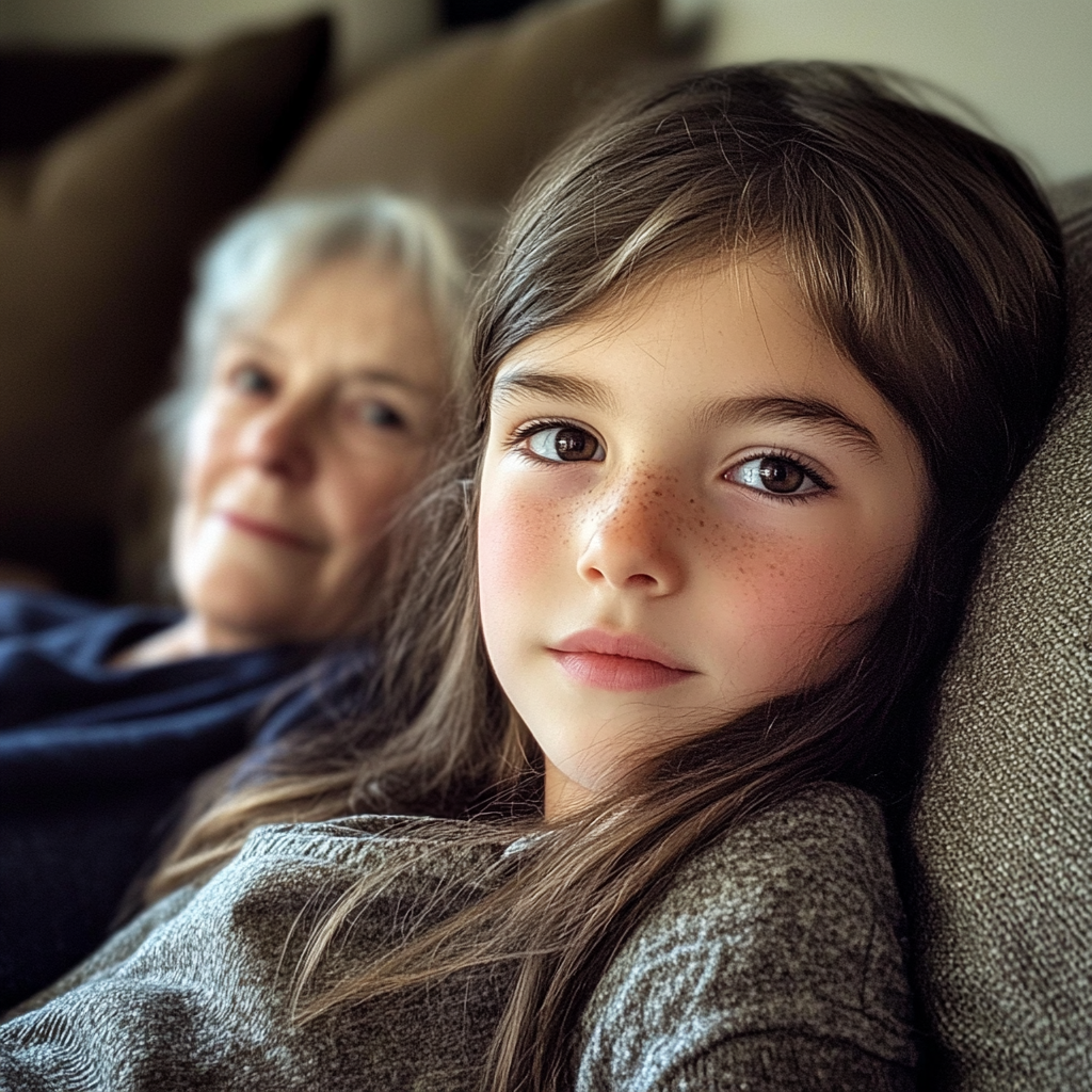 Une petite fille assise avec sa grand-mère | Source : Midjourney