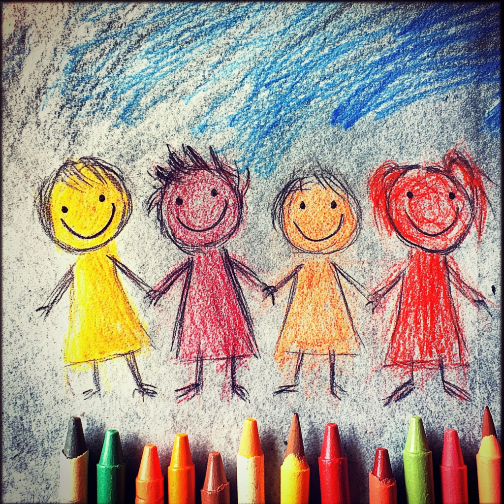 Dessin au crayon de couleur d'un enfant | Source : Midjourney