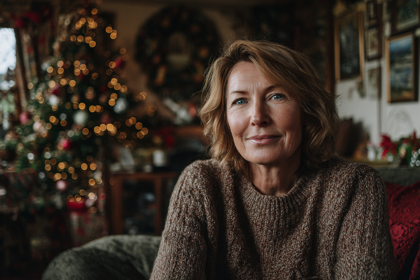 Une femme assise sur un canapé | Source : Midjourney