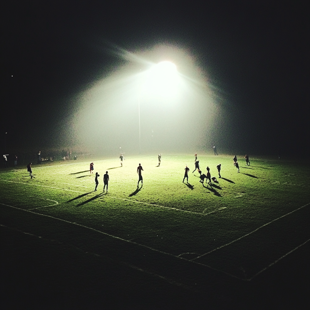 Joueurs de football sur un terrain | Source : Midjourney