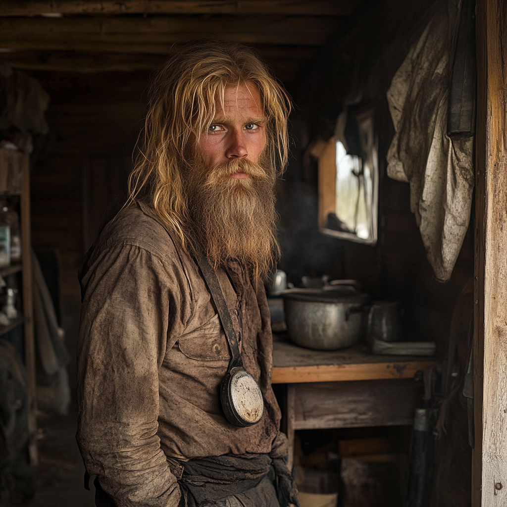 A man with a beard in a hut | Source: Midjourney