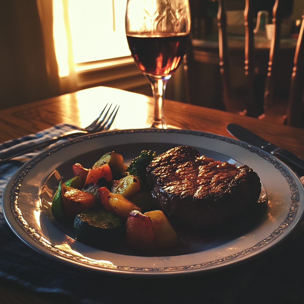 Une assiette de steak et de légumes | Source : Midjourney