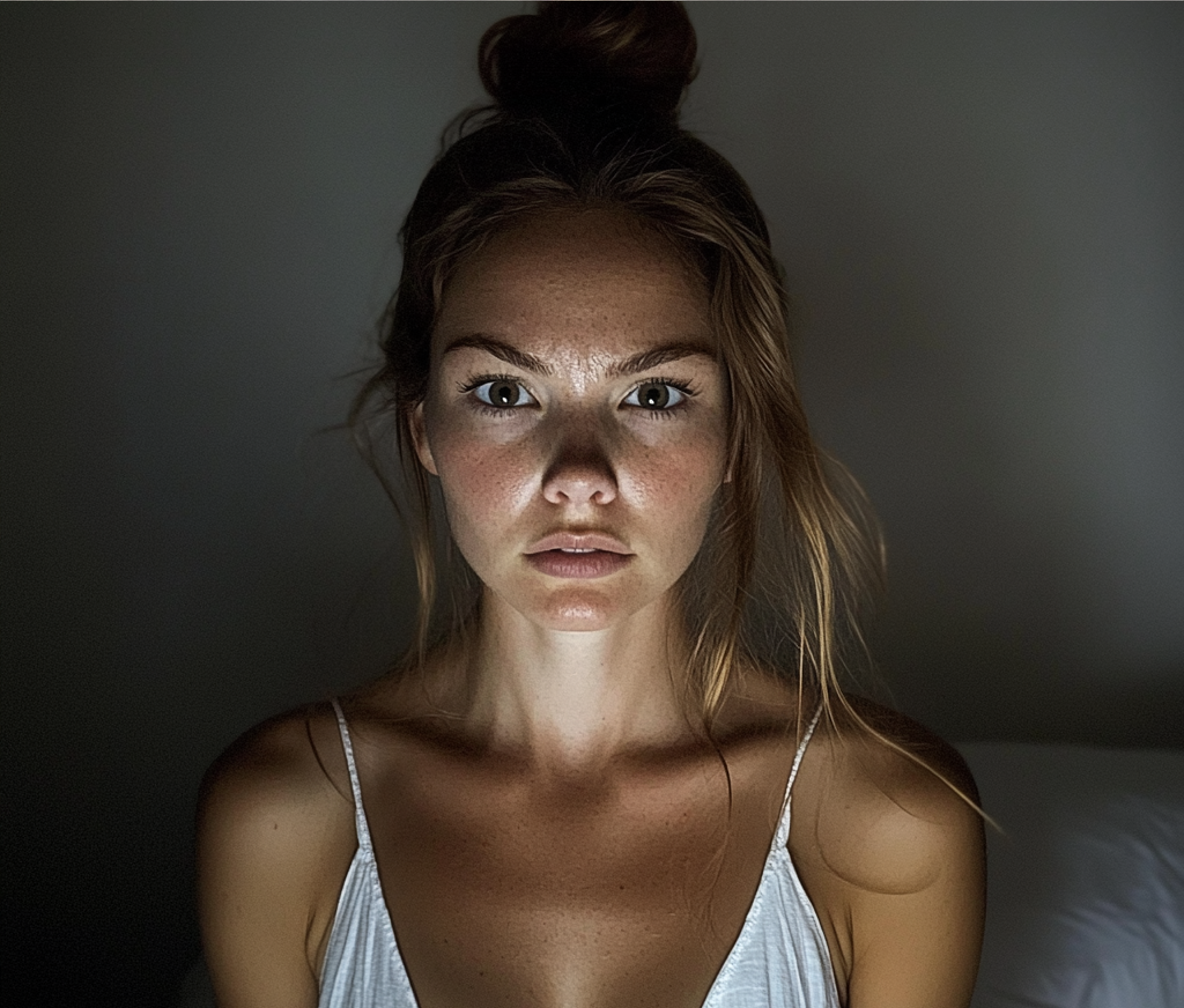 Une femme debout dans une chambre à coucher | Source : Midjourney