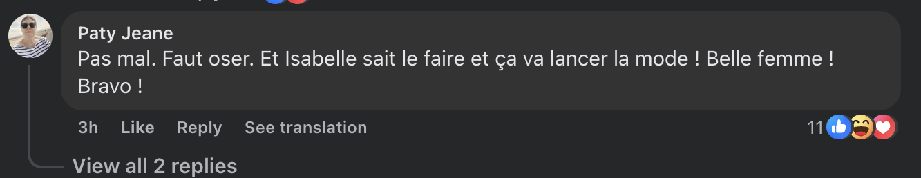 Commentaire d'une internaute concernant la tenue d'Isabelle Huppert sur le tapis de rouge du Festival de Cannes 2025 | Source : Facebook/Gala