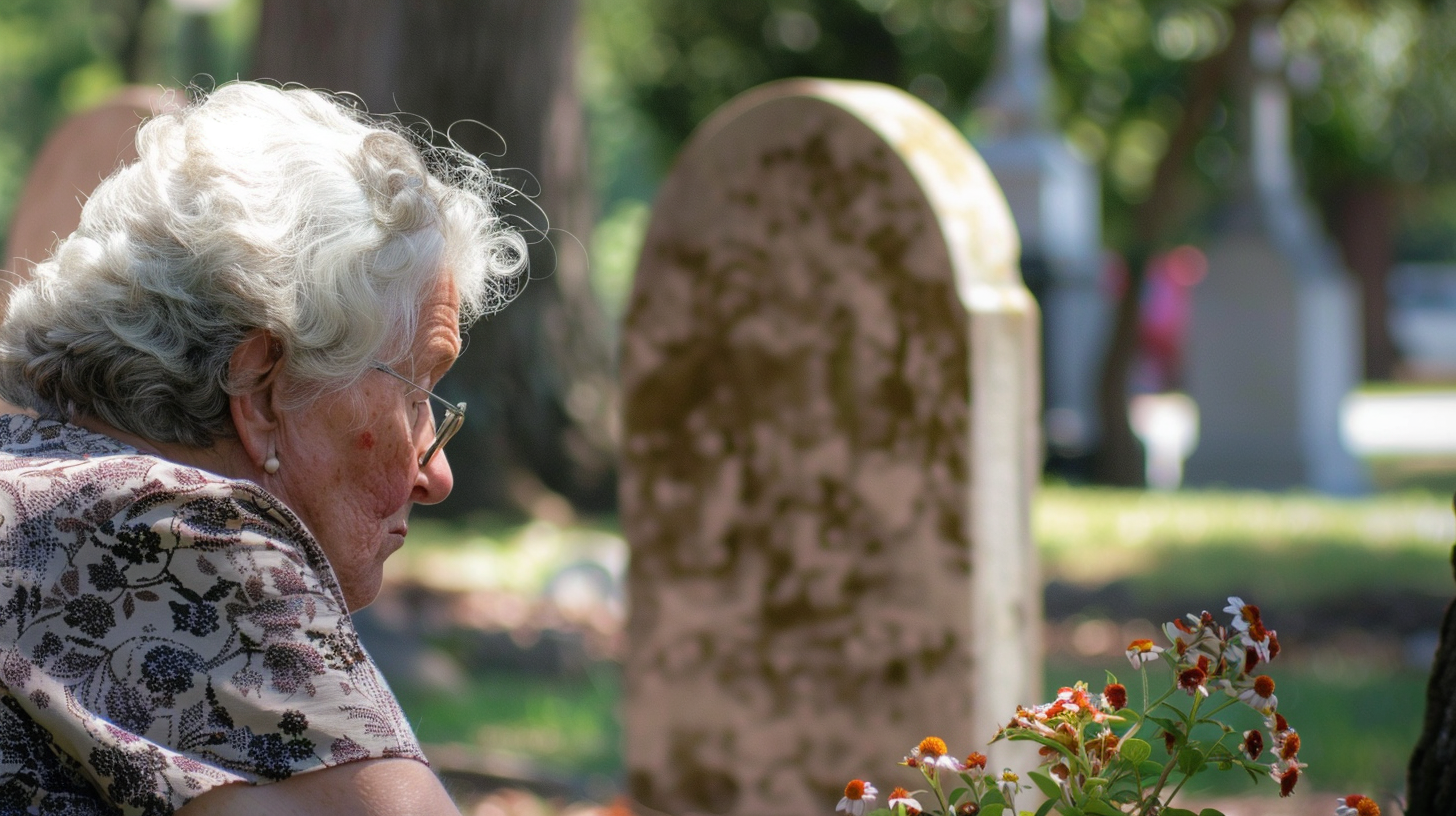 Une vieille dame au cimetière | Source : Midjourney