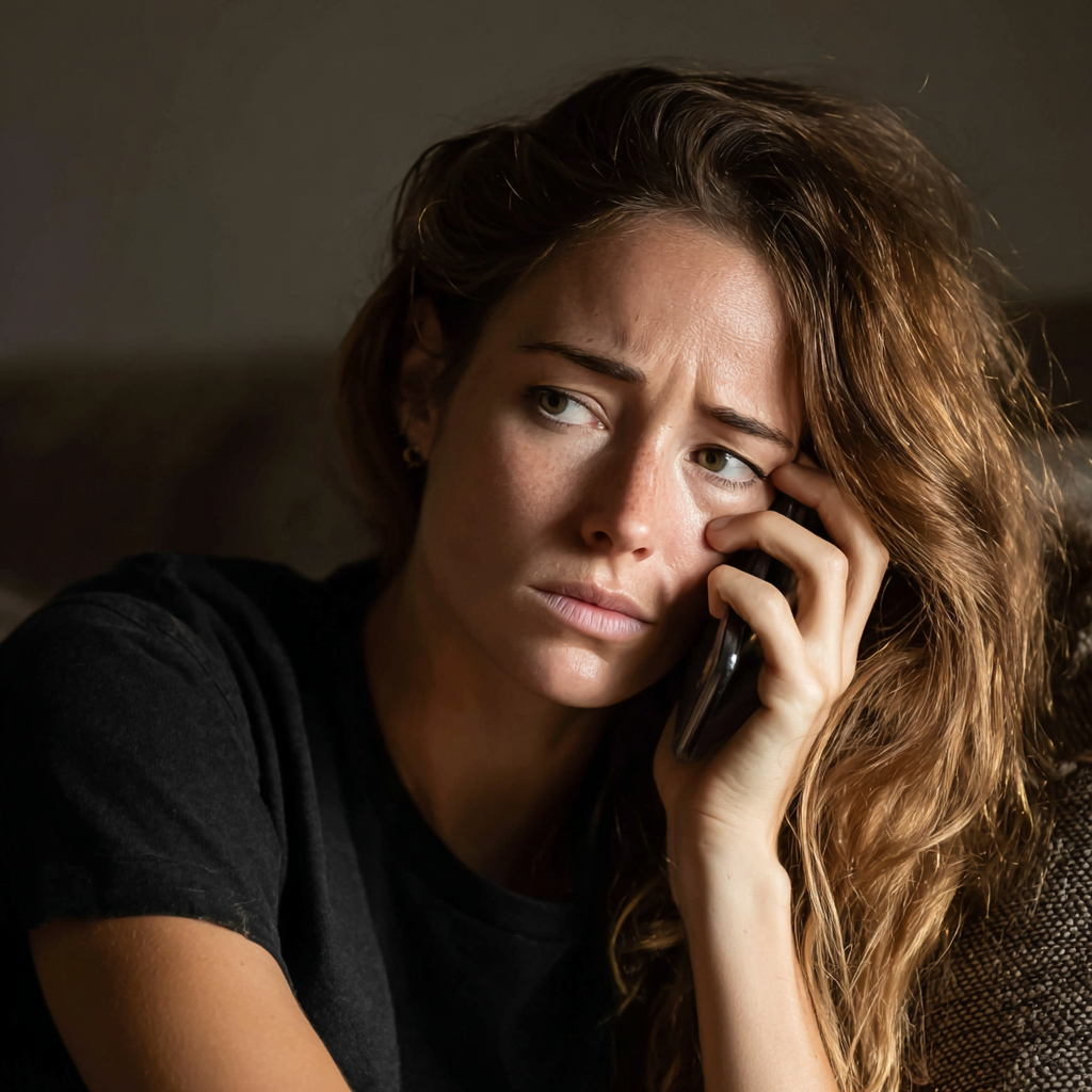 Une femme qui parle au téléphone | Source : Midjourney