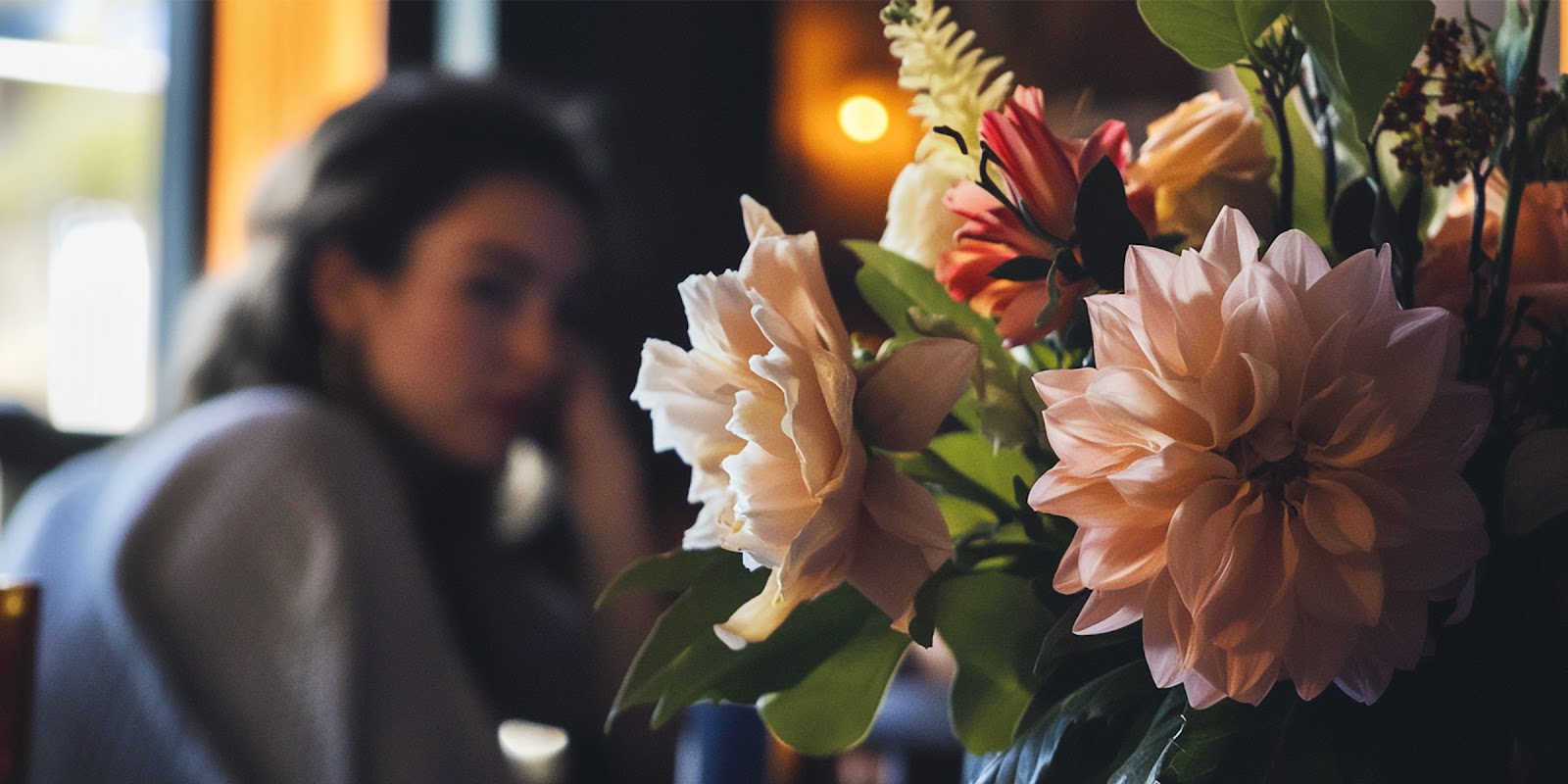 Une femme et un bouquet. | Source : Midjourney