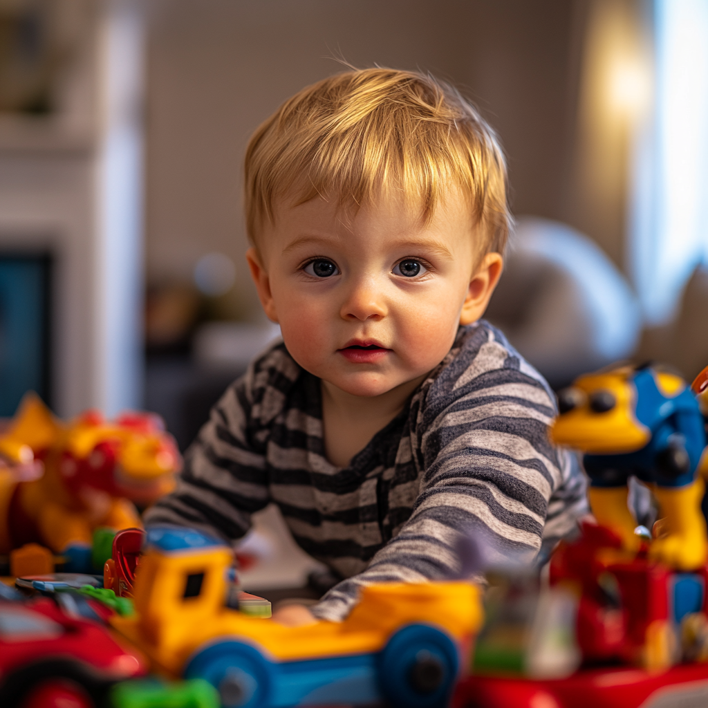 A little boy playing with his toys | Source: Midjourney