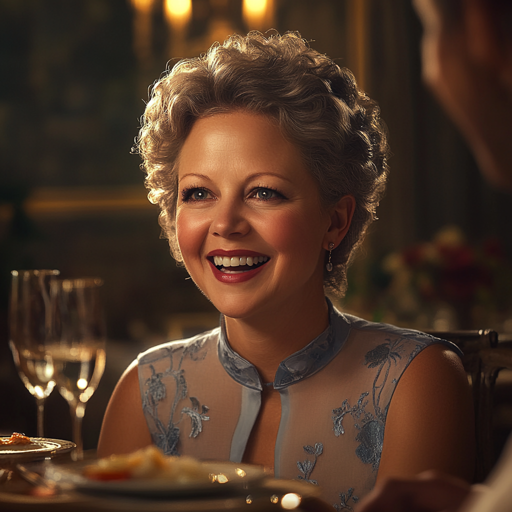 Une femme âgée trop excitée lors d'un repas de famille | Source : Midjourney