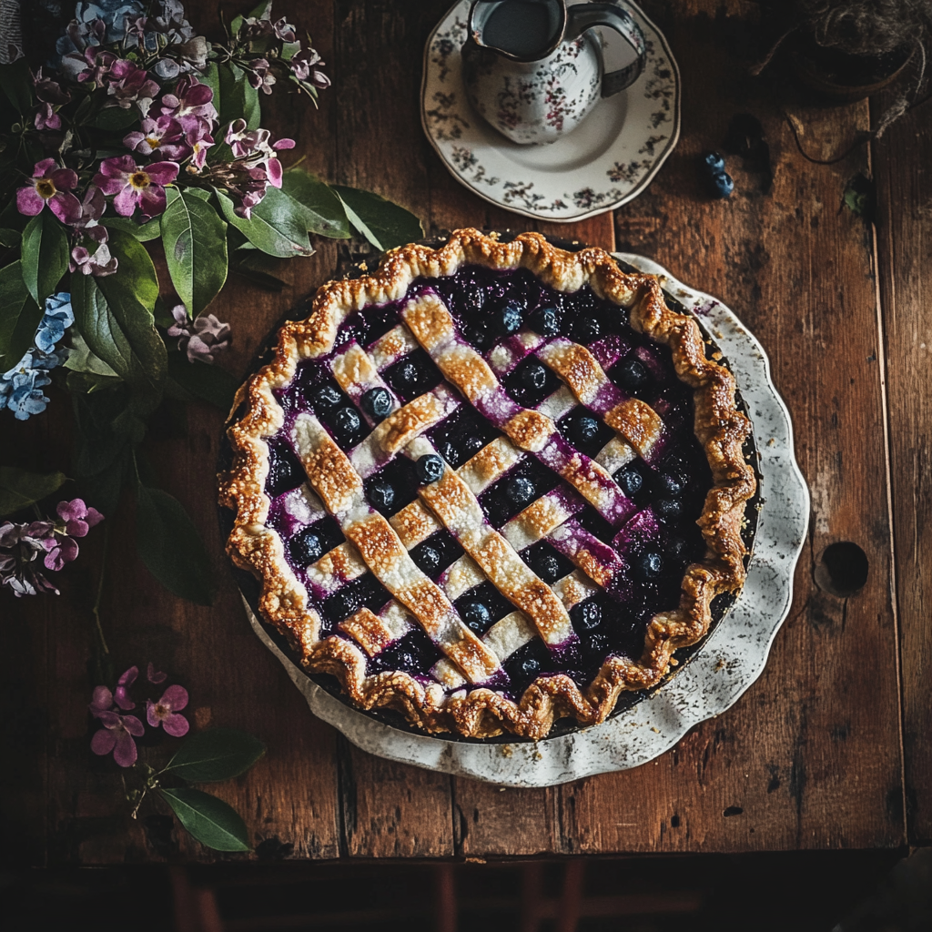Une tarte aux myrtilles faite maison | Source : Midjourney
