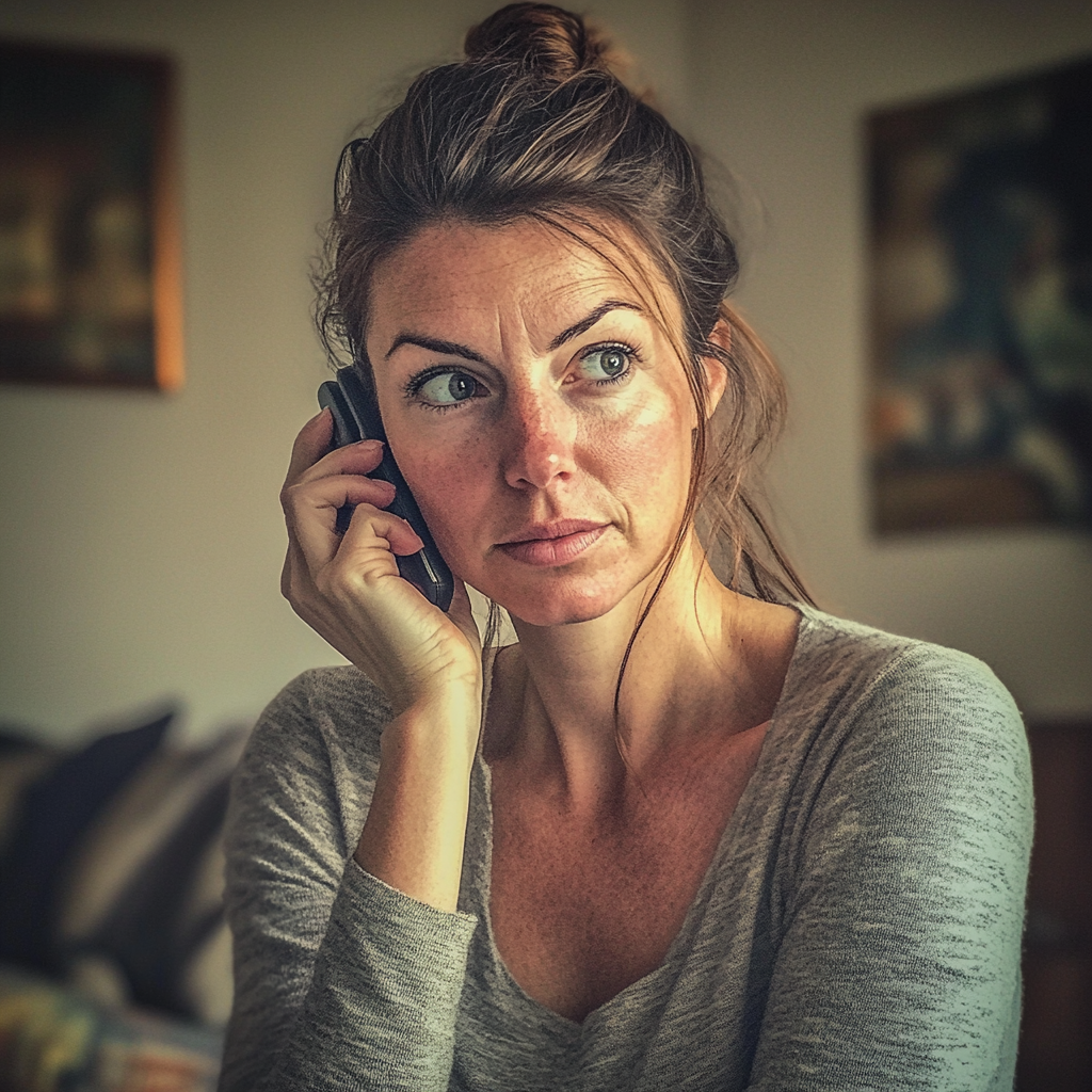 Une femme qui parle au téléphone | Source : Midjourney