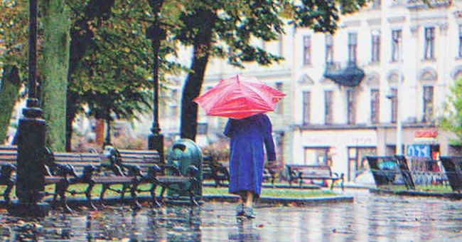Femme marchant avec un parapluie un jour de pluie | Source : Shutterstock