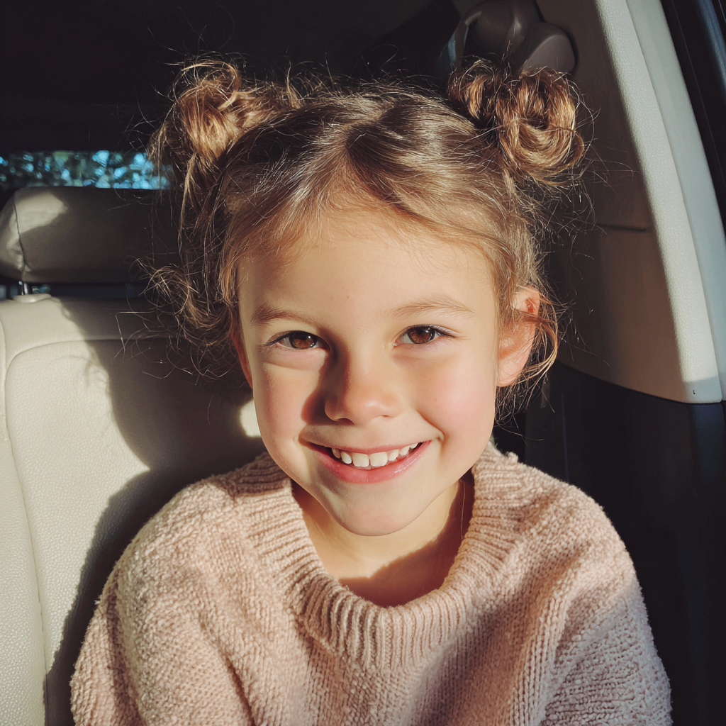 Une petite fille assise dans une voiture | Source : Midjourney