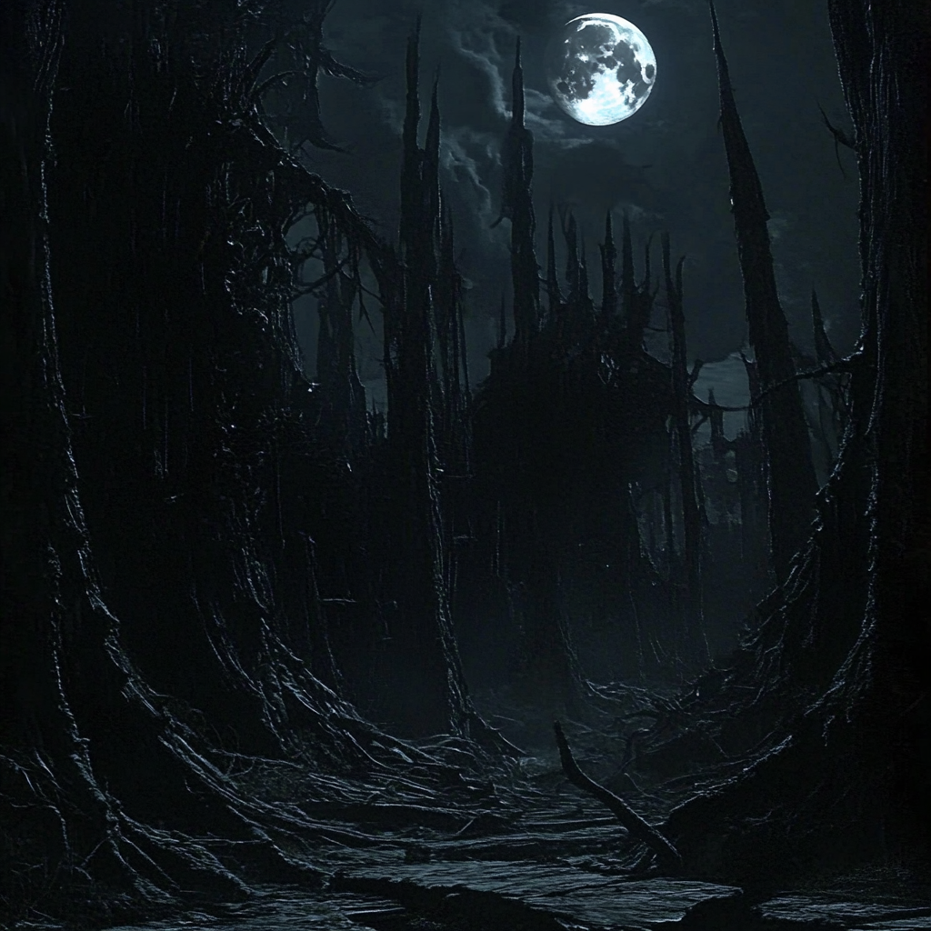 Night shot of a spooky forest | Source: Midjourney