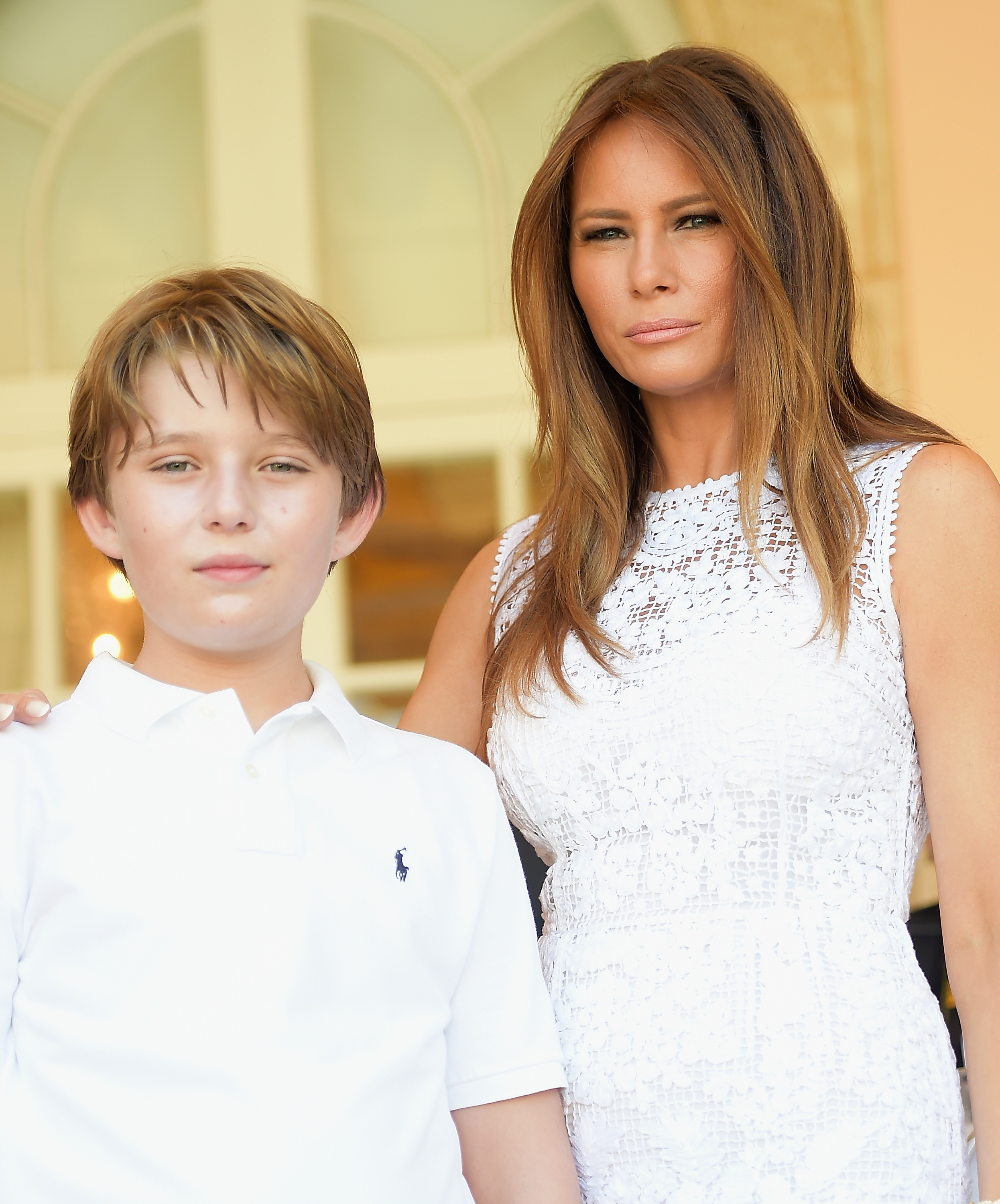 Melania et Barron Trump lors du Grand Prix Trump Invitational au club Mar-a-Lago, le 4 janvier 2015, à Palm Beach, en Floride. | Source : Getty Images