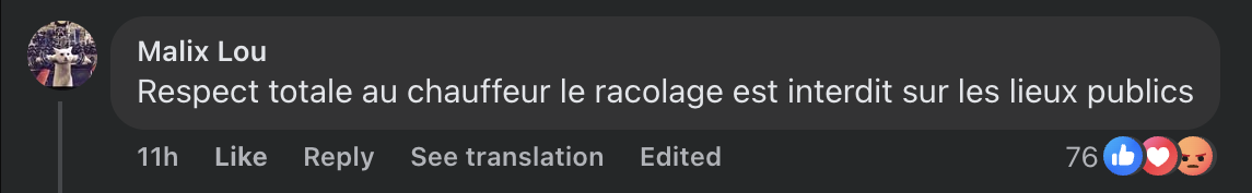 Capture d'écran du commentaire d'un internaute I Source : Facebook BFMTV