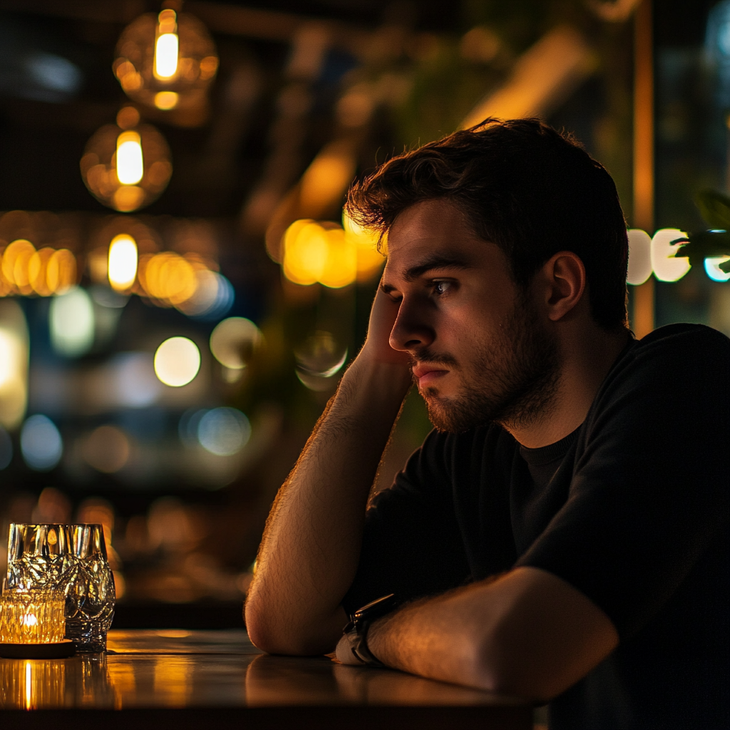 Un homme triste dans un restaurant | Source : Midjourney