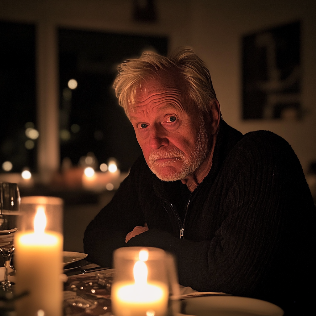 An elderly man sitting at a table | Source: Midjourney