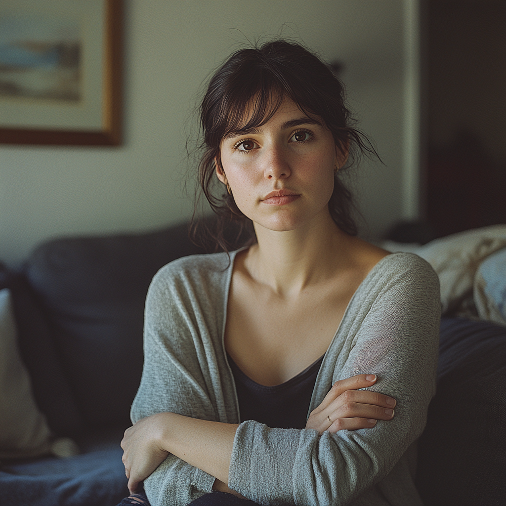 Une femme sérieuse avec les bras croisés | Source : Midjourney