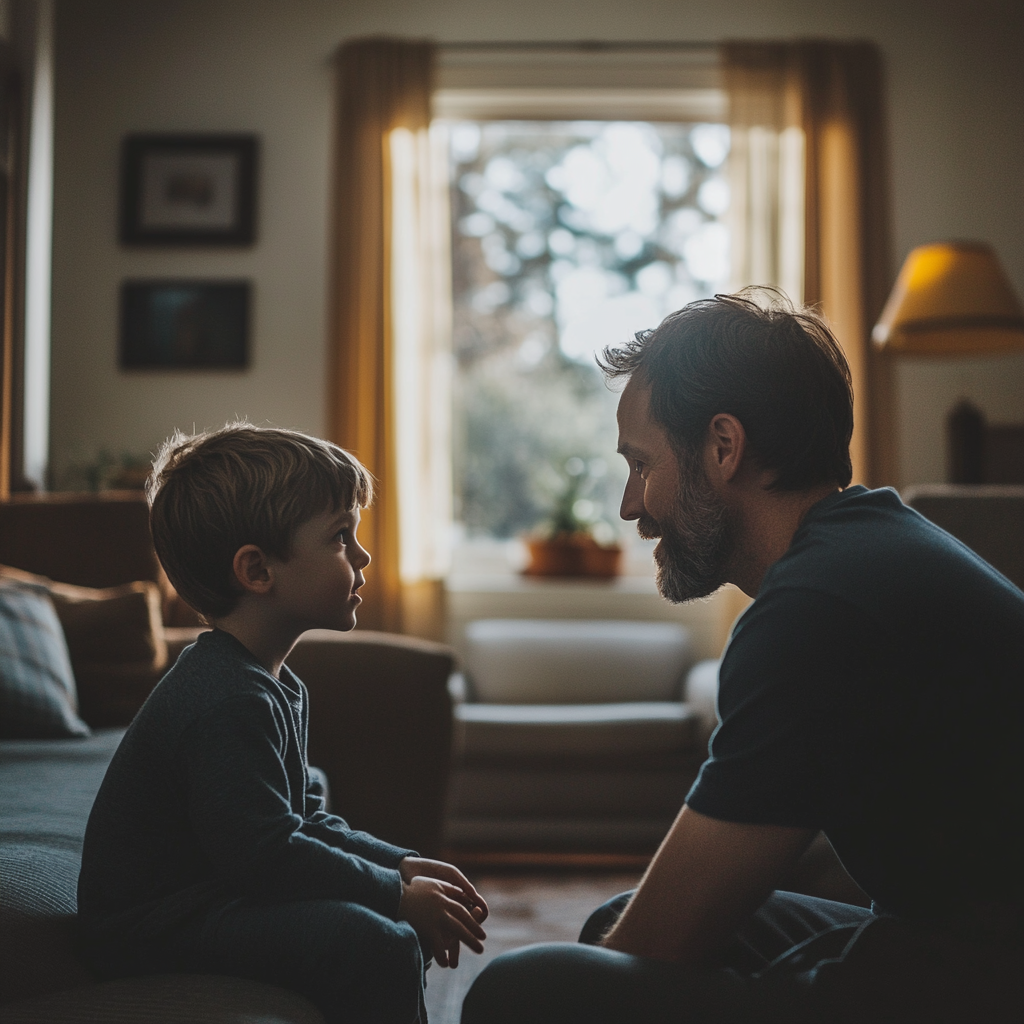 Un jeune garçon qui parle à son père | Source : Midjourney