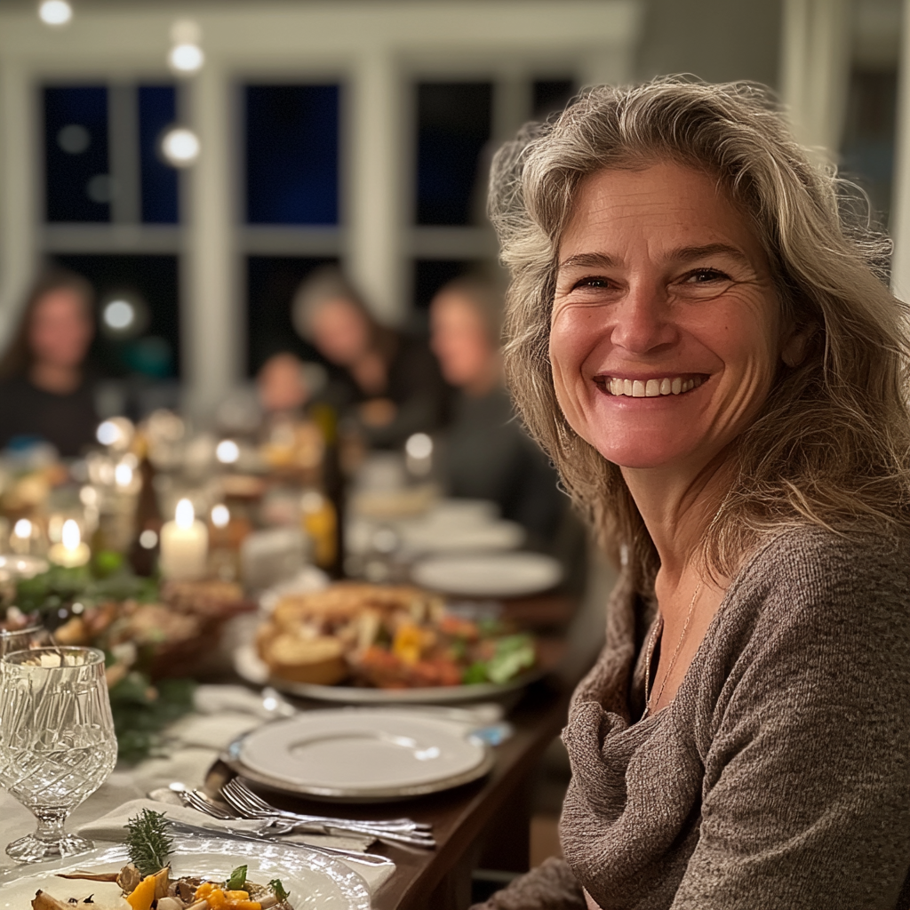 Une femme au sourire crispé | Source : Midjourney