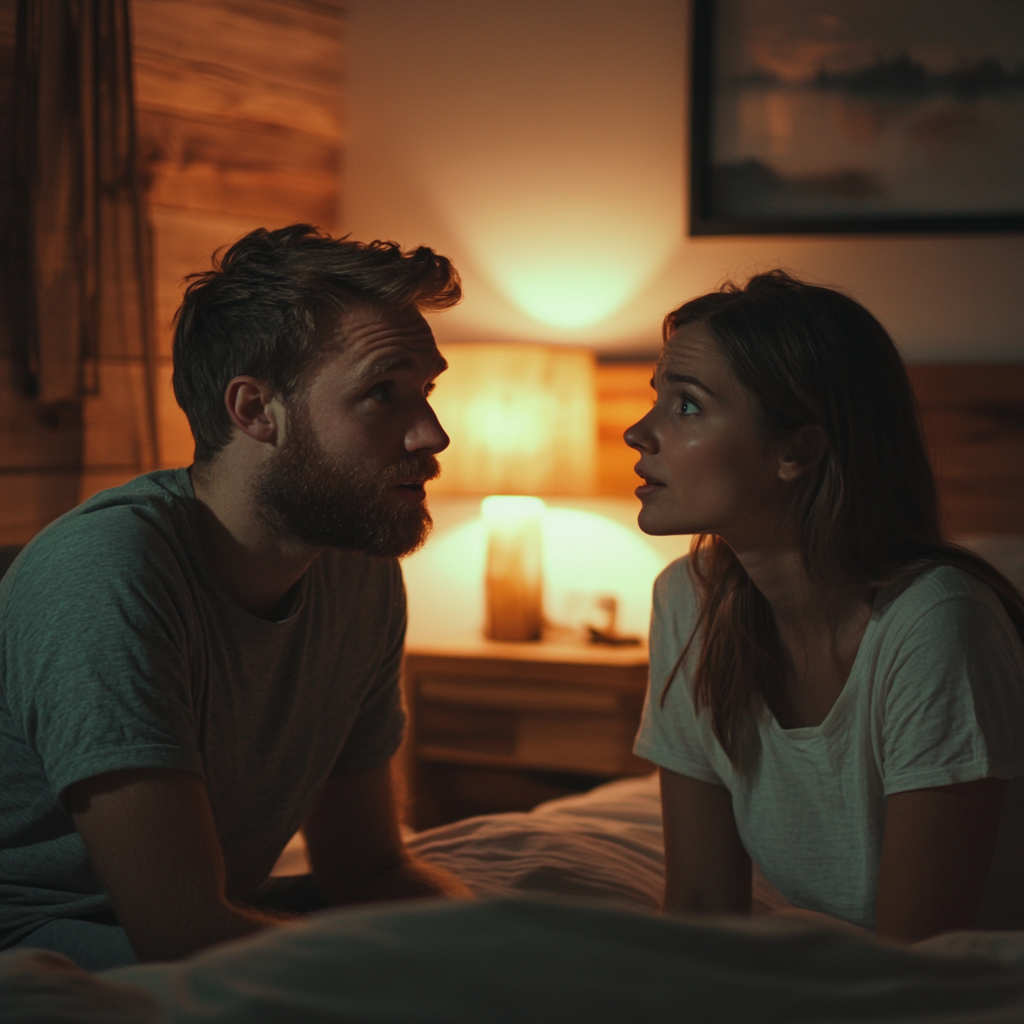 Shocked man talking to his wife | Source: Midjourney