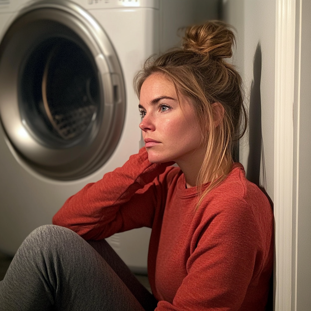 Une femme adossée à un mur | Source : Midjourney
