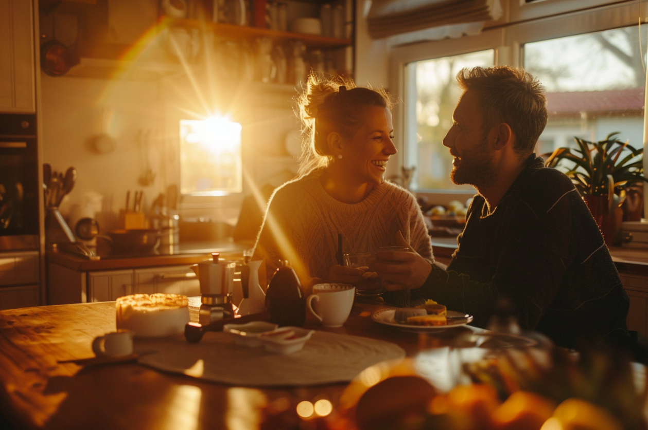 Un couple prenant son petit déjeuner | Source : MidJourney