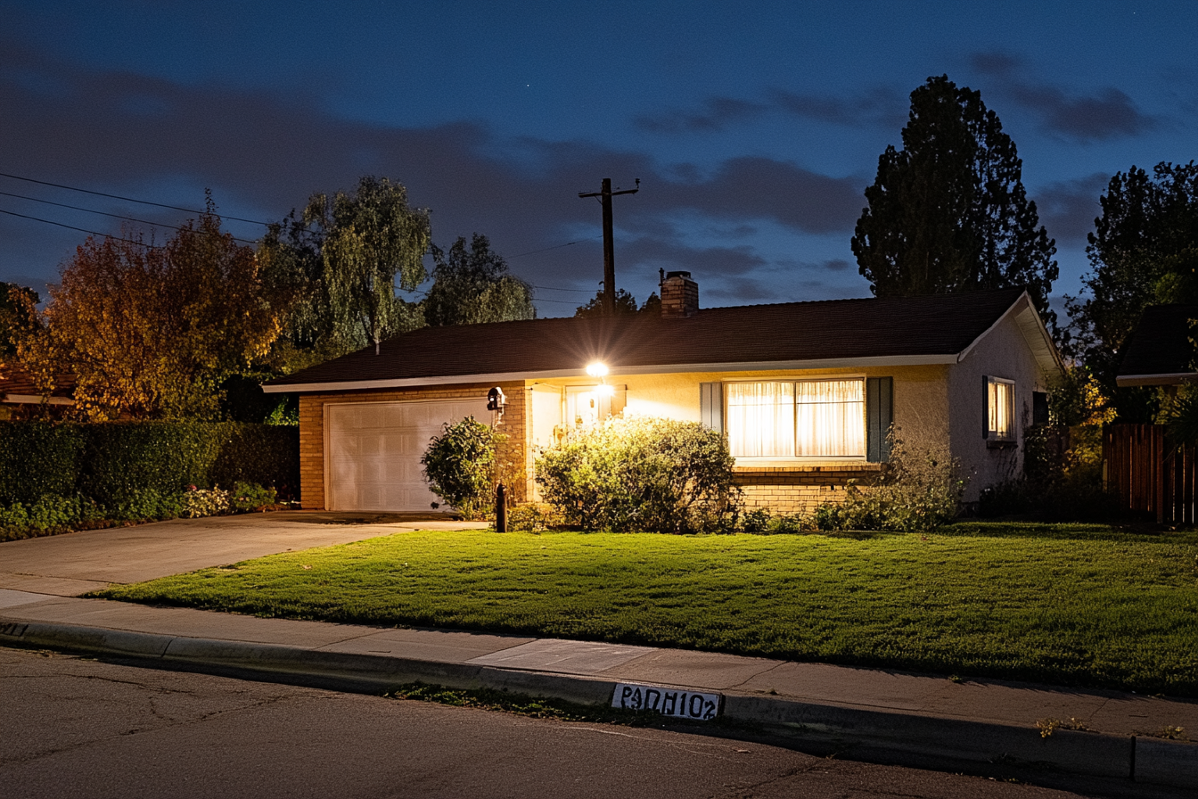 Une maison modeste la nuit | Source : Midjourney