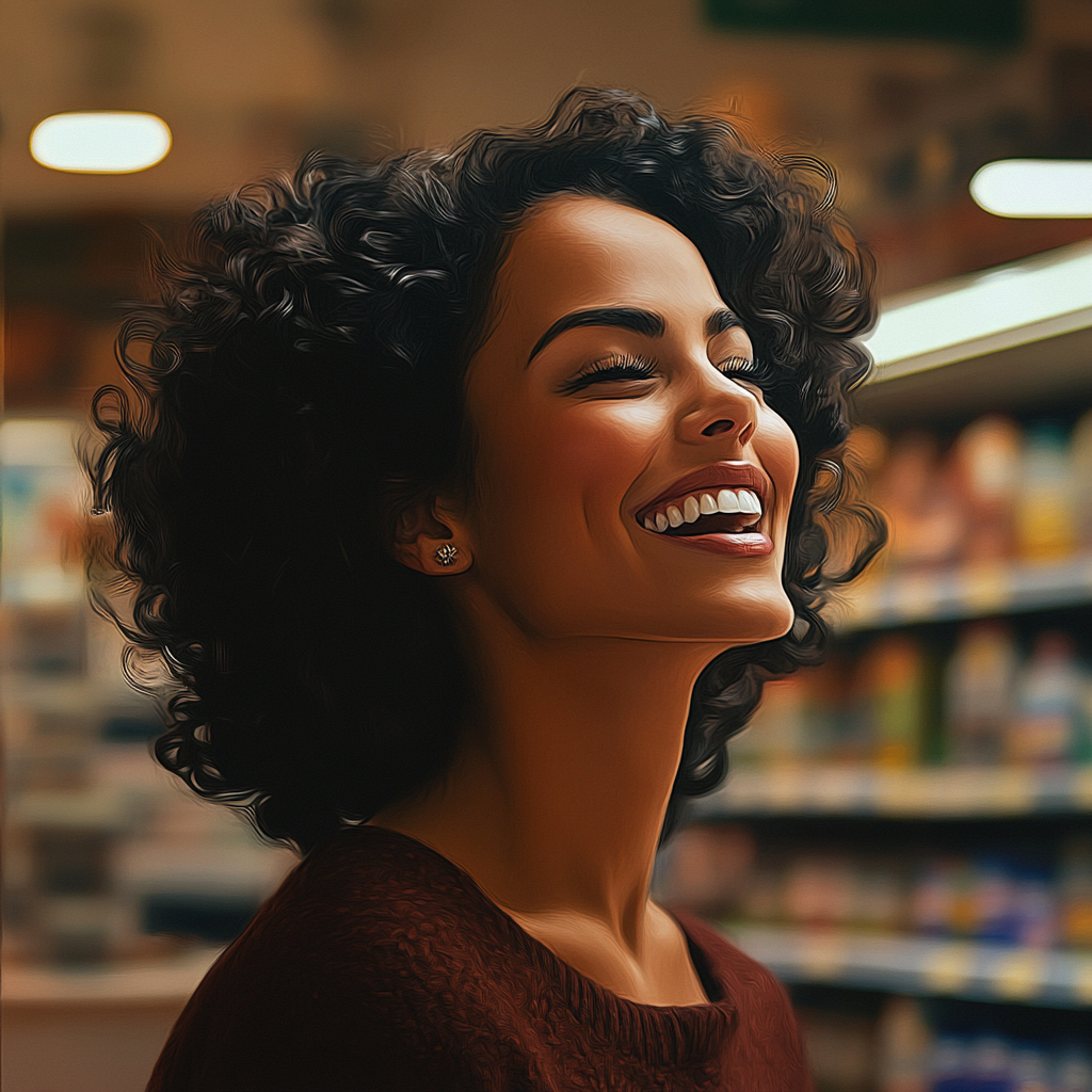 Une femme qui rit de bon cœur | Source : Midjourney