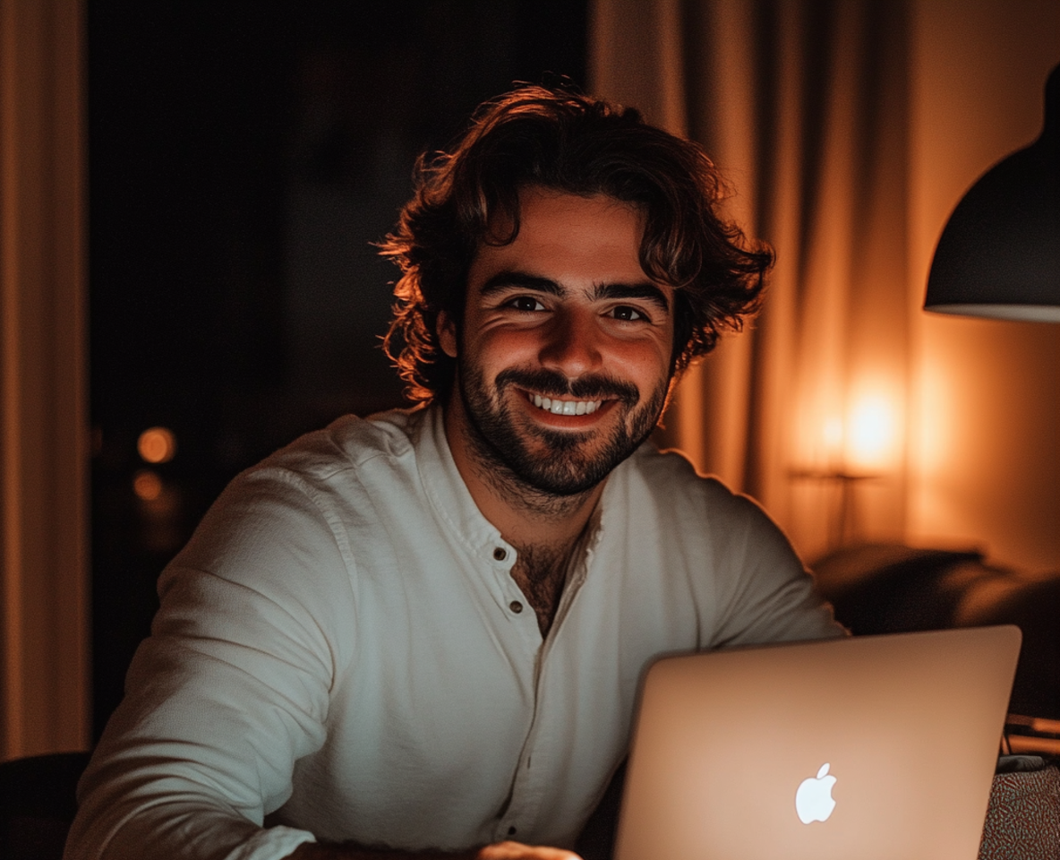 Gros plan sur un homme souriant | Source : Midjourney