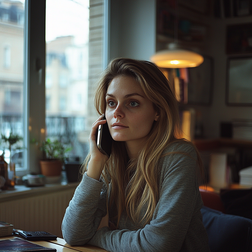 Une femme qui parle au téléphone | Source : Midjourney