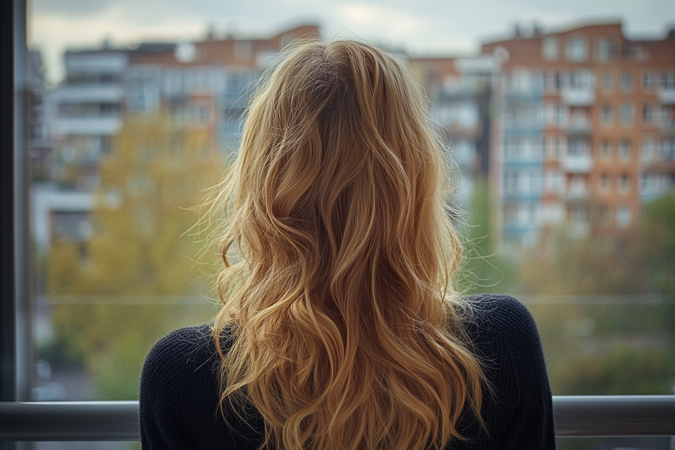 Une femme regardant à l'extérieur d'une fenêtre | Source : Midjourney