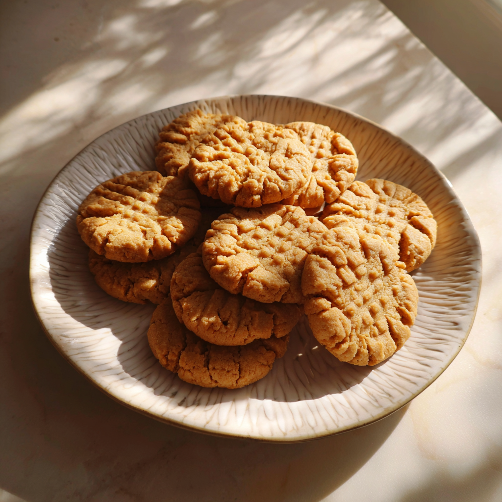 Une assiette de biscuits au beurre de cacahuètes | Source : Midjourney