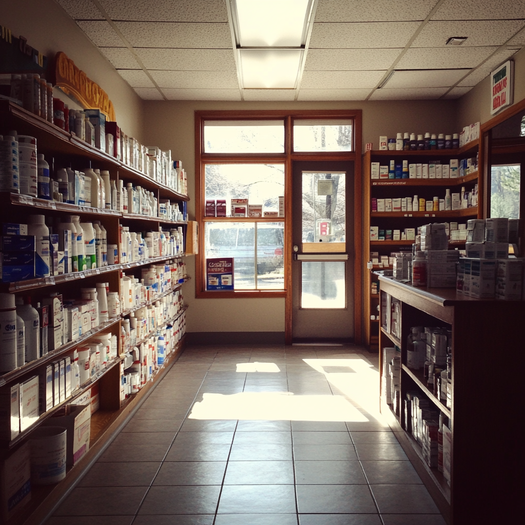 L'intérieur d'une pharmacie | Source : Midjourney