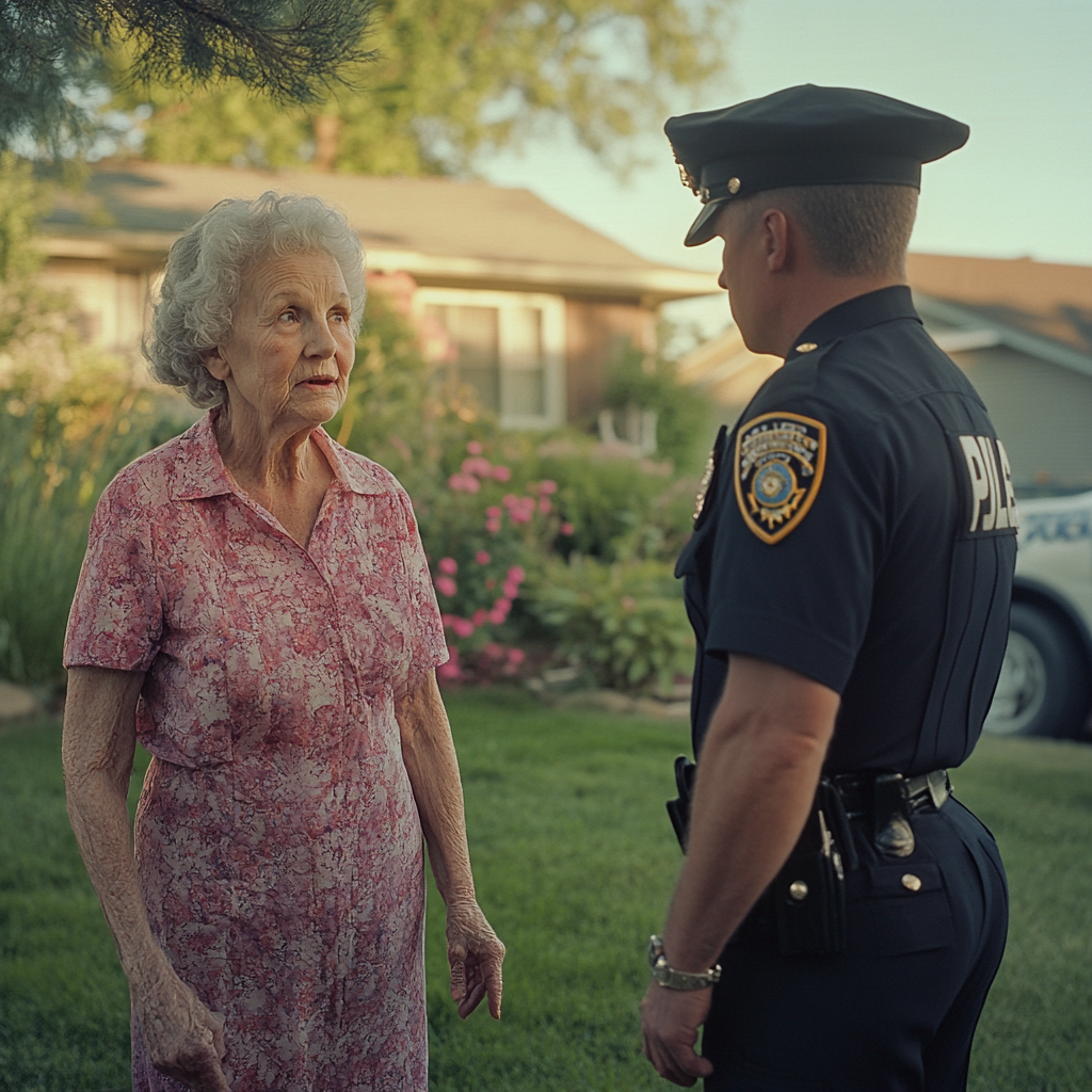 Edna parle à un officier de police | Source : Midjourney