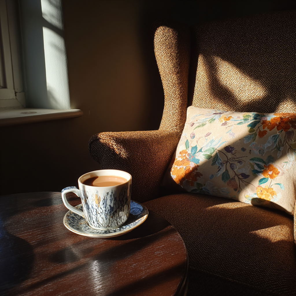 Une tasse de thé sur une table | Source : Midjourney