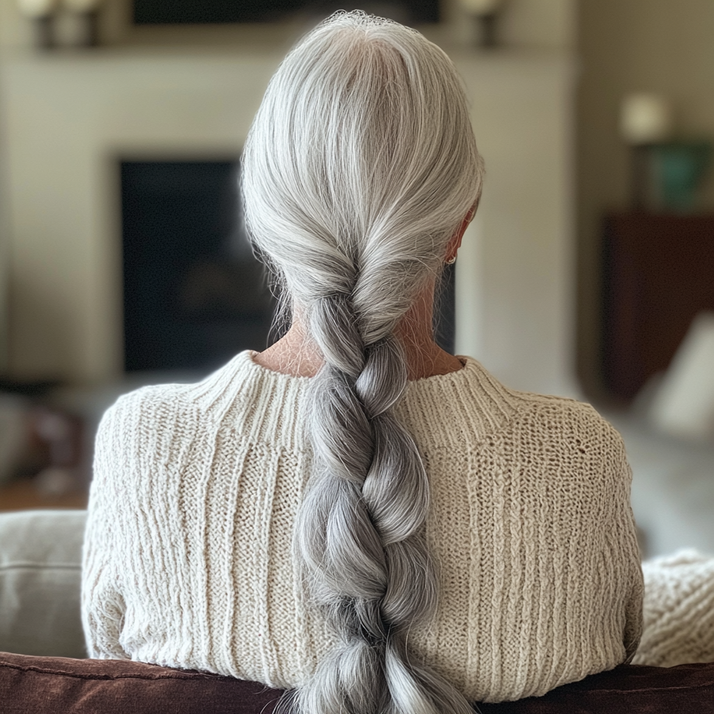 Une femme âgée assise sur un canapé | Source : Midjourney