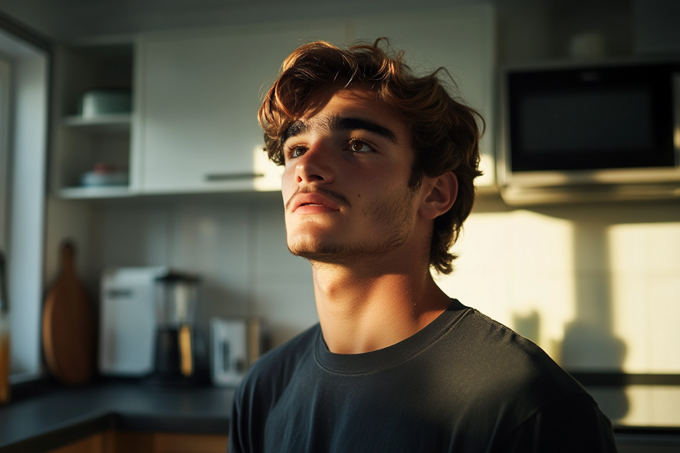 Un jeune homme dans sa cuisine | Source : Midjourney