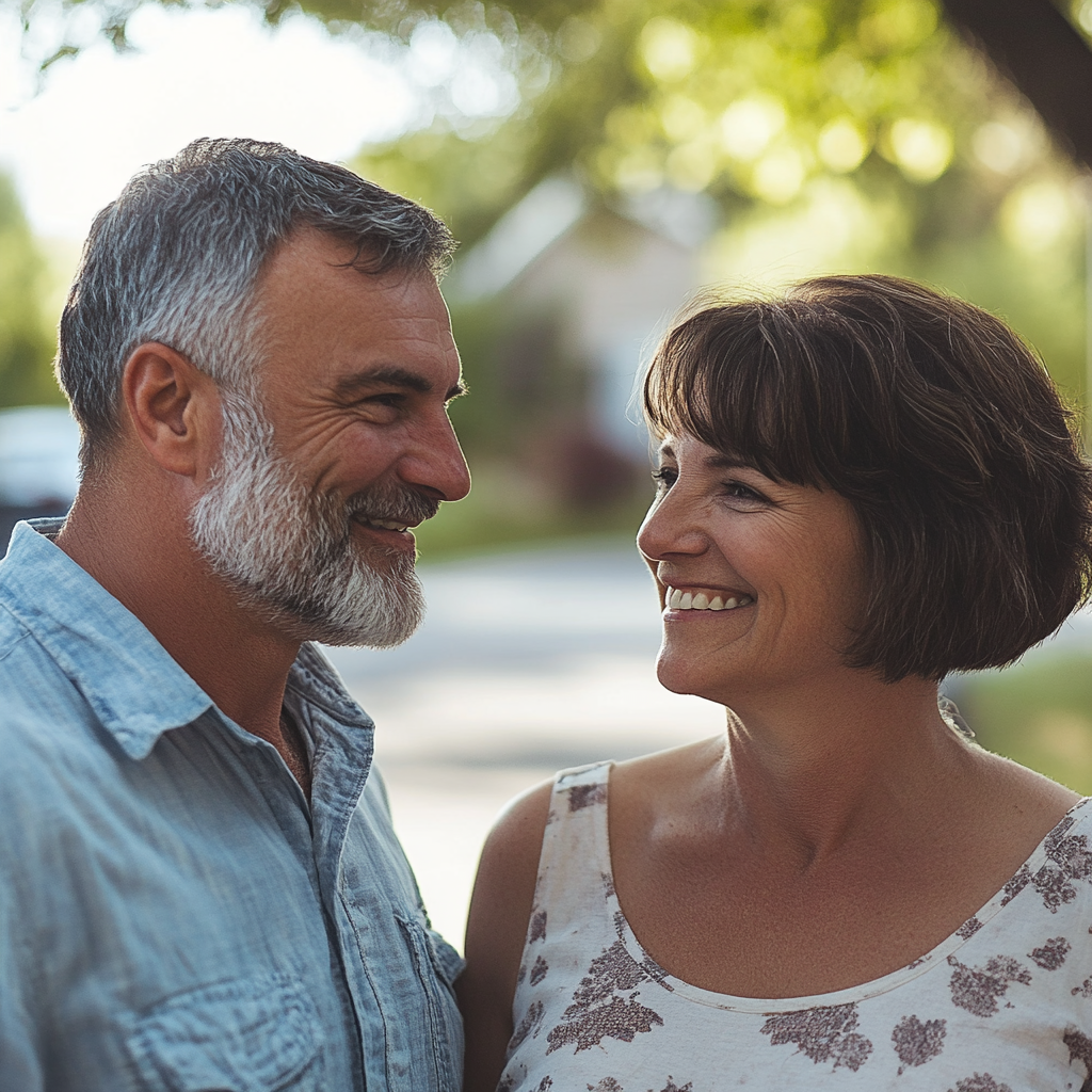 Un homme mûr qui parle à une femme | Source : Midjourney