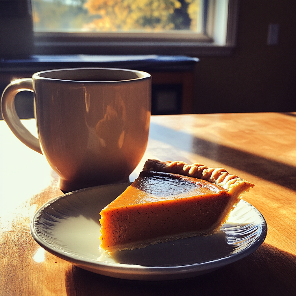 Une tasse de café et une part de tarte | Source : Midjourney