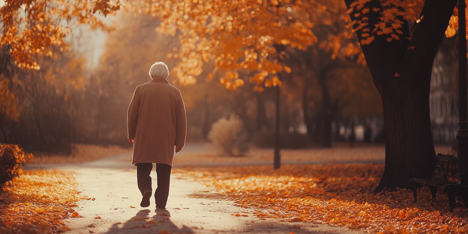 Un homme âgé dans un parc en automne | Source : Midjourney