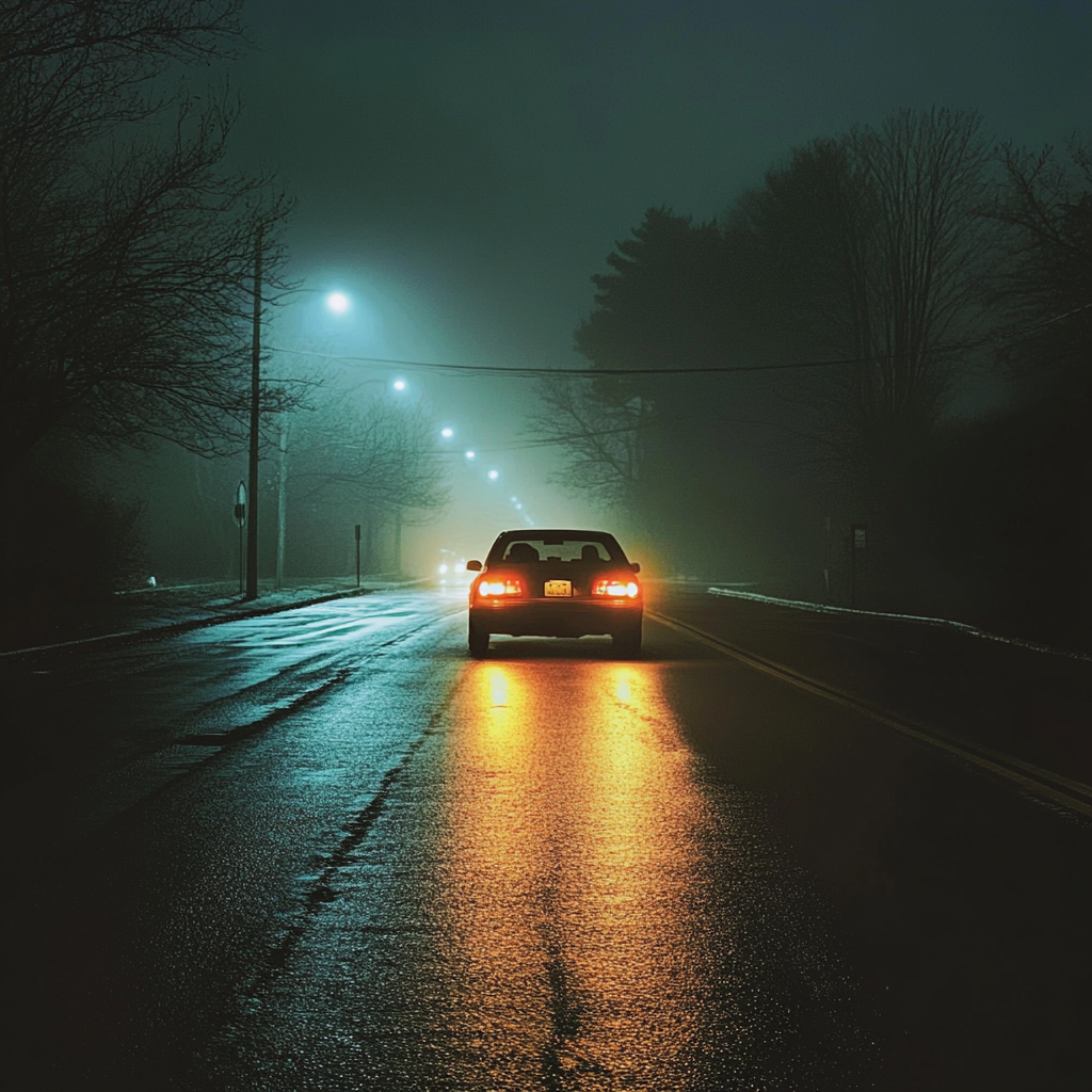 Une voiture isolée au milieu d'une route | Source : Midjourney