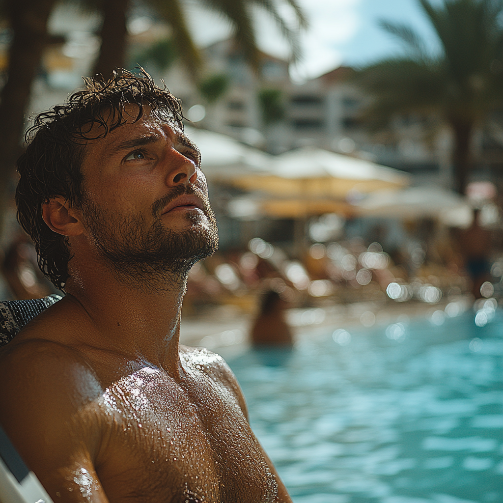 Un homme effrayé dans une chaise de plage | Source : Midjourney